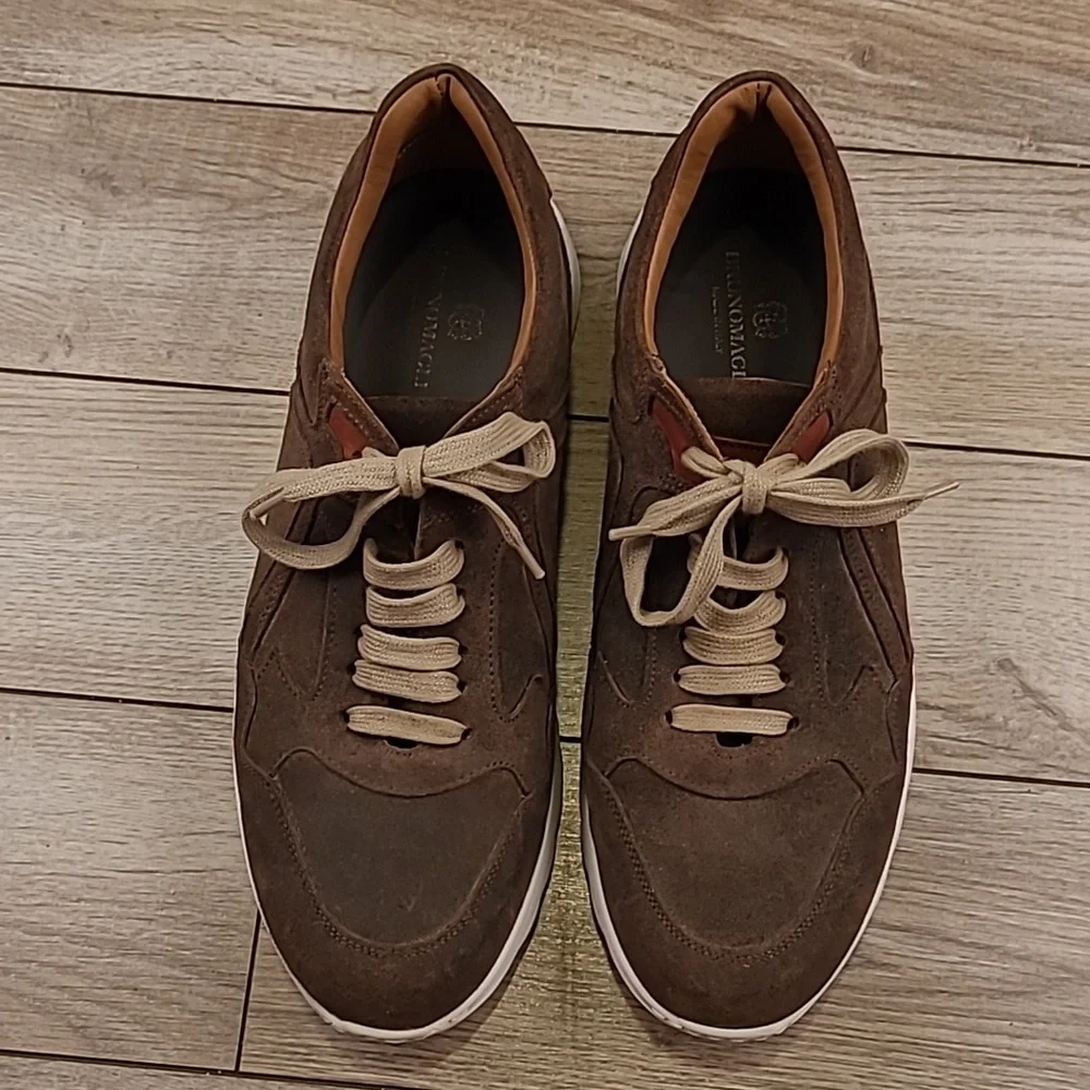 BRUNO MAGLI‎ Italy Vista Dark Brown Leather White Sz 9 M Mens Sneakers Shoes